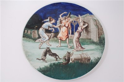 Lot 9 - Large painted charger with Witches Frolic, from Ingoldsby Legends