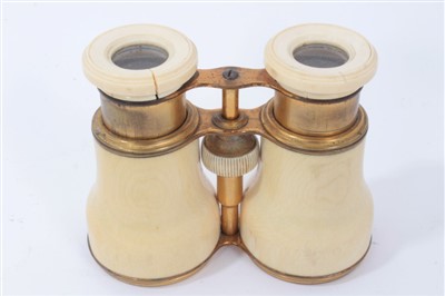 Lot 805 - Pair of mid 19th century ivory and brass  opera glasses