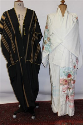 Lot 3152 - Japanese embroidered Kimono plus a black and gold woven African dress