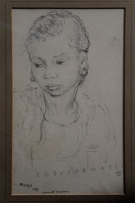 Lot 1082 - John Napper (1916-2001) pencil sketch portrait