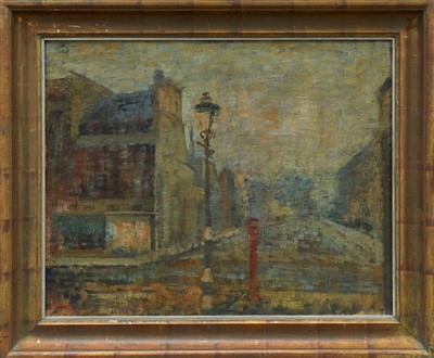 Lot 1081 - John Napper (1916-2001) oil on canvas Street Scene