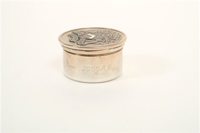 Lot 317 - Contemporary silver and enamel pill box - The Worshipful Company of Dyers, in fitted box