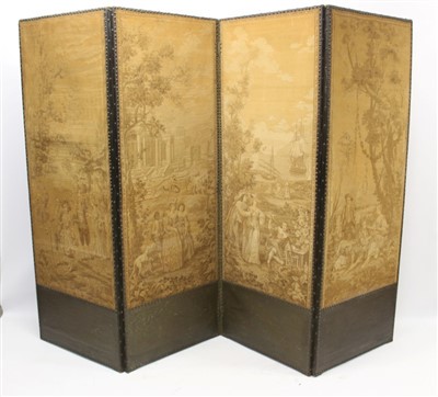 Lot 1303 - Antique four-fold  screen