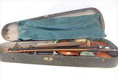 Lot 3572 - Violin with bow in case