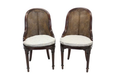 Lot 1320 - Pair of Early 20th century Waring and Gillows mahogany bergère chairs