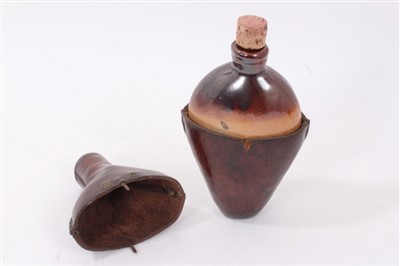 Lot 822 - 19th century stoneware travelling spirit flask