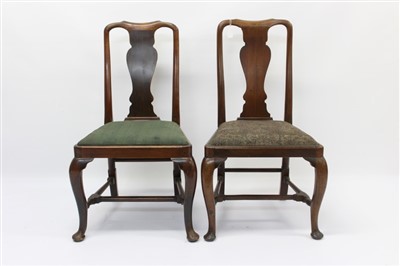 Lot 1307 - Pair of mid 18th century and later red walnut dining chairs