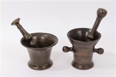 Lot 943 - 17th century bronze pestle and mortar and 18th century pestle and mortar