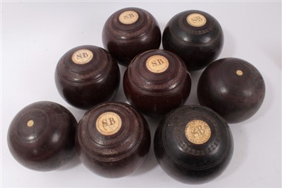 Lot 800 - Set of four 19th century Lignum vitae bowls, and two further pairs