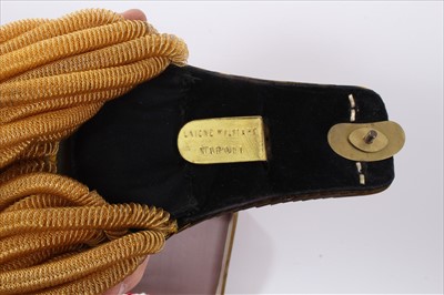Lot 602 - Fine Italian Navy Officer's Bicorn hat, with bullion thread decoration and silk lined interior, bearing markers name for R. Dani, Livorno, together with a pair