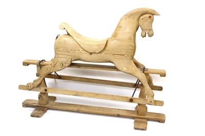 Lot 1407 - Antique pine rocking horse