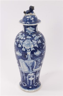 Lot 59 - Late 19th century blue and white baluster vase and cover