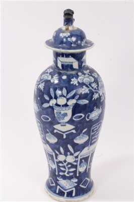 Lot 59 - Late 19th century blue and white baluster vase and cover