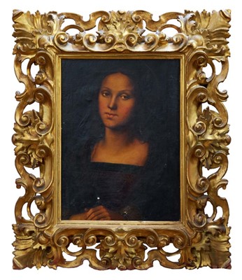 Lot 1437 - 19th century Italian school oil on canvas - portrait of Maria Madalena, in good Florentine frame