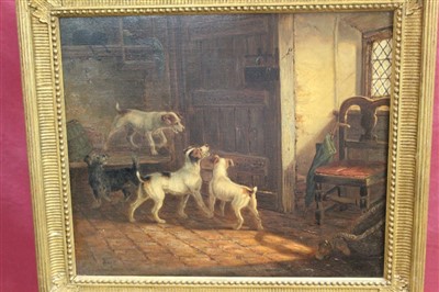 Lot 1127 - Thomas Smythe oil on canvas - Terriers in an interior