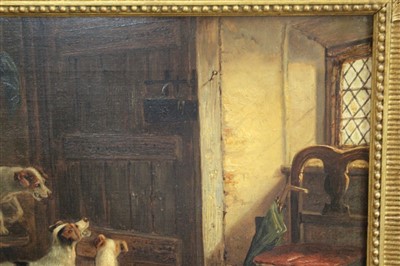 Lot 1127 - Thomas Smythe oil on canvas - Terriers in an interior