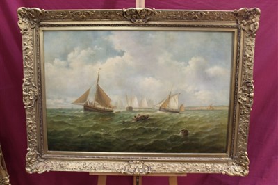 Lot 1126 - John Moore of Ipswich oil on canvas - shipping off the coast