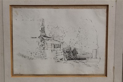 Lot 1047 - James Stark (1794-1859) pencil sketch - figure and a cart, in glazed frame