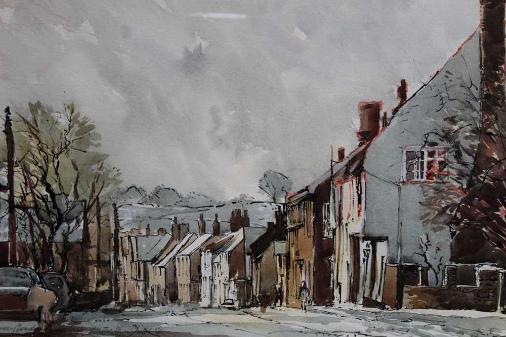 Lot 1042 - James Chambury (1927-1994) watercolour - Angel Street, Hadleigh, signed and dated Winter ‘86, in glazed gilt frame