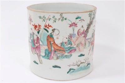 Lot 15 - 19th century Chinese famille rose brush pot