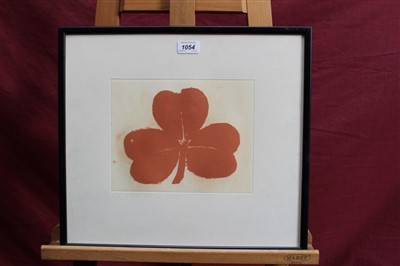 Lot 1054 - Prunella Clough (1919-1999) signed artists proof etching and aquatint - clover leaf, inscribed ‘for John from Pru 3/6/99’, in glazed frame, 37cm x 41cm