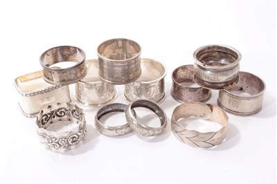Lot 285 - Group of various silver napkin rings