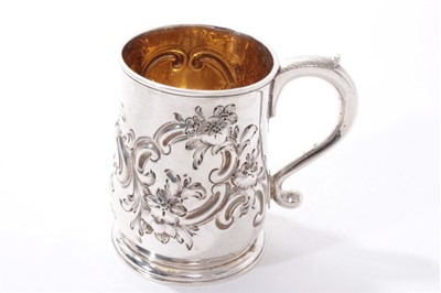 Lot 238 - George II silver tankard with later chased decoration