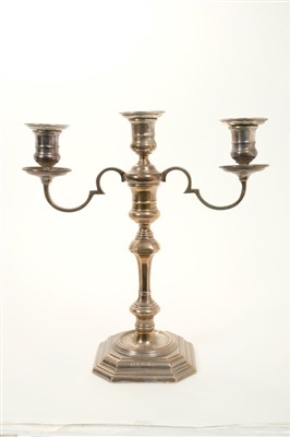 Lot 255 - Silver two branch candelabrum (Birmingham 1968)