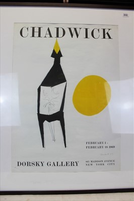 Lot 3646 - 1960s signed Chadwick poster, Dorsky Gallery, dated 69, in glazed frame