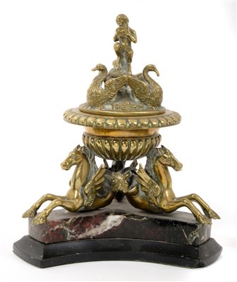 Lot 833 - 19th French brass ornamental brass inkwell