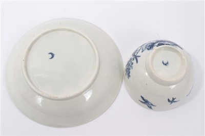 Lot 30 - 18th century Worcester blue and white tea bowl and saucer