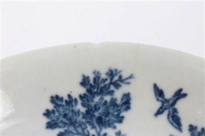 Lot 30 - 18th century Worcester blue and white tea bowl and saucer