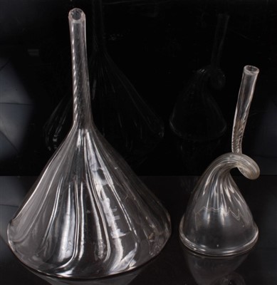 Lot 32 - Twisted Glass funnel together with another (2)