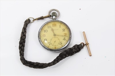 Lot 509 - Second World War Jaeger-Lecoultre G.S.T.P open face pocket watch, with luminous Arabic numerals, minute, subsidiary seconds and button wind movement, rear of case, stamped G.S.T.P, T21824