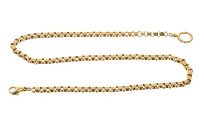 Lot 424 - Early 20th century French 18ct rose gold chain with fancy links, 39cm length.