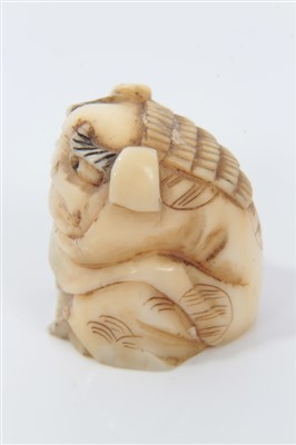 Lot 13 - 19th century Japanese carved ivory netsuke