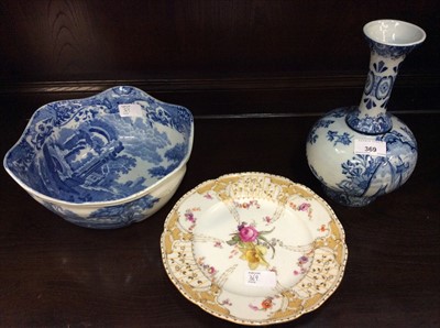 Lot 369 - Delft vase, Berlin plate and Spode bowl