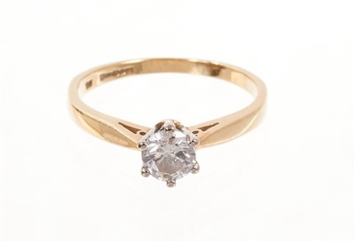 Lot 450 - Diamond single stone ring with a brilliant cut diamond estimated to weigh approximately 0.50cts in claw setting on a 18ct gold shank N1/2