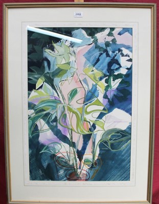 Lot 1153 - Joyce Pallot signed painting- Hot House Plants, in glazed frame