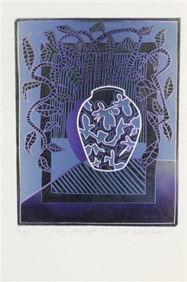 Lot 1103 - Dale Devereux Barker (b. 1962), Lithograph, 'Untitled' and a Unique Linocut ' Lively Vase (After P.C.)'