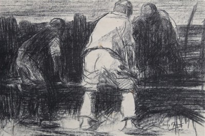 Lot 1133 - Harry Becker (1865-1928) lithograph - figures at work, in glazed frame, 27cm x 39cm