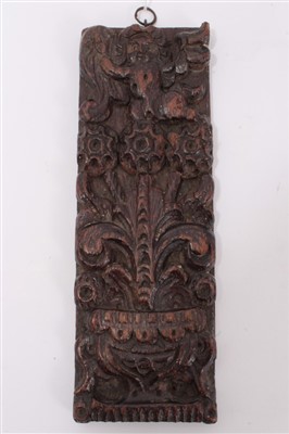 Lot 862 - 17th century carved oak panel