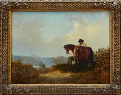 Lot 1141 - Edward Robert Smythe (1810-1899) oil on canvas - Waiting for the Ferry, apparently unsigned, in gilt frame, 30cm x 40cm