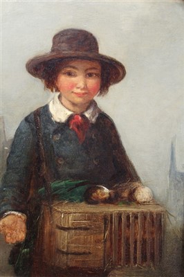 Lot 1142 - Manner of Edward Robert Smythe (1810-1899) oil on panel - a boy at market, in gilt frame, 23cm x 18cm