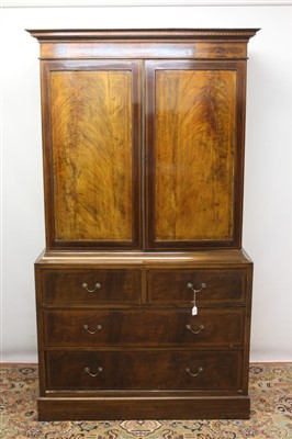 Lot 1381 - Edwardian mahogany linen press.