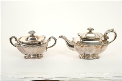Lot 265 - Early 19th century French silver teapot and ensuite lidded sugar bowl