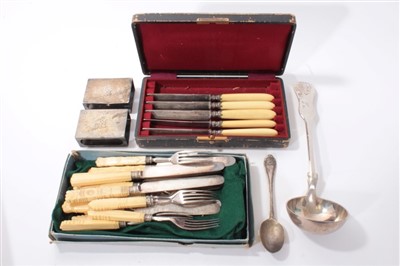Lot 271 - Cased cutlery, two match box holders, spoons