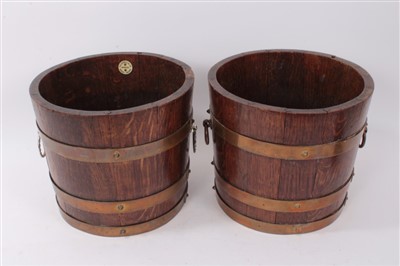 Lot 946 - Pair of early 20th century brass bound ice buckets