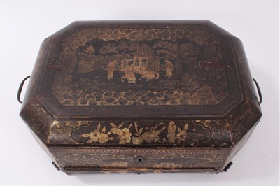 Lot 945 - 19th Century Chinese black lacquer work box