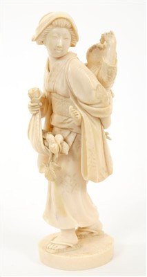 Lot 918 - 19th century Japanese carved ivory okimono of a mother and child